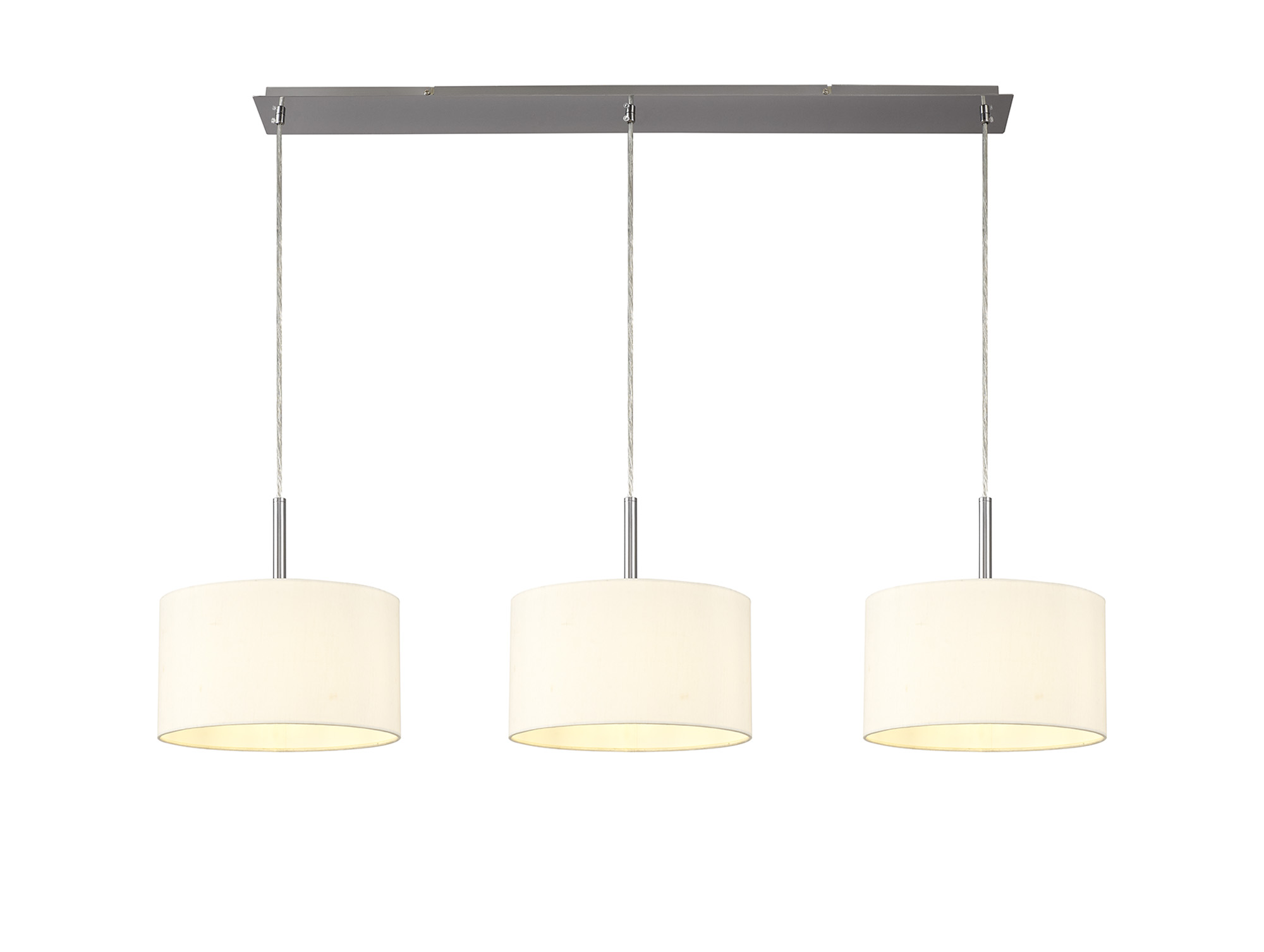 DK0585  Baymont 30cm Shade 3 Light Pendant Satin Nickel, Ivory Pearl/White